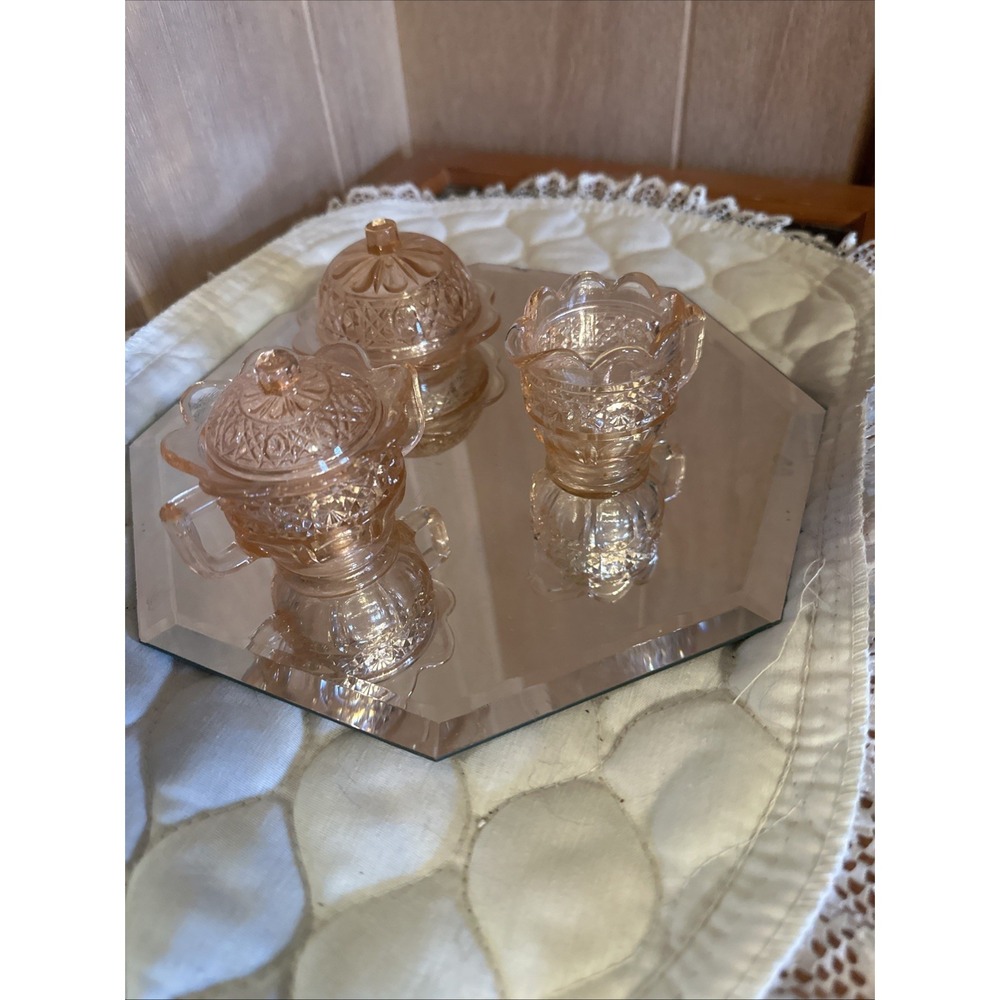 Pink Depression Glass Cameo Ballerina‎ Pattern Junior Tea Set